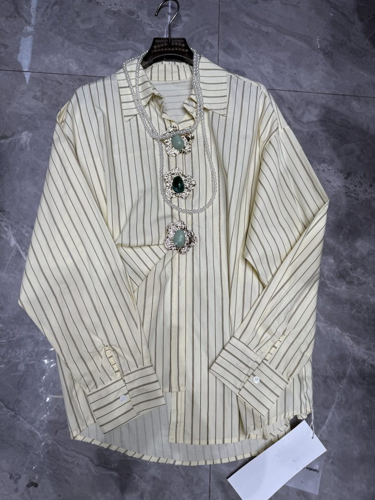 Striped Floral Detail Women's Shirt – Style 01, view 1
